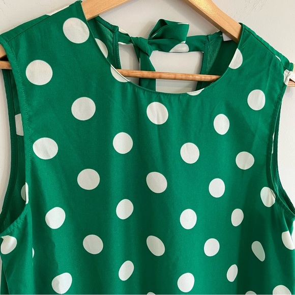 Cooper St Ditsy Polka Dot A-Line Ruffle Hem Shift Dress green and white Size M - Picture 4 of 13